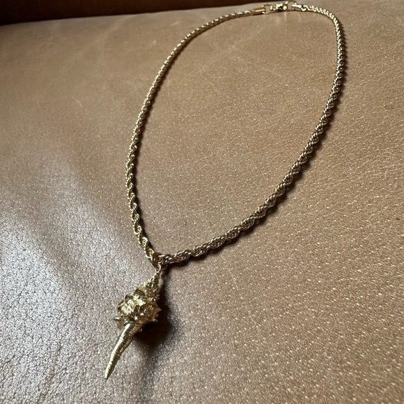 Gold plated stainless steel rope chain w shell charm vintage vibes shore coastal - Picture 8 of 14